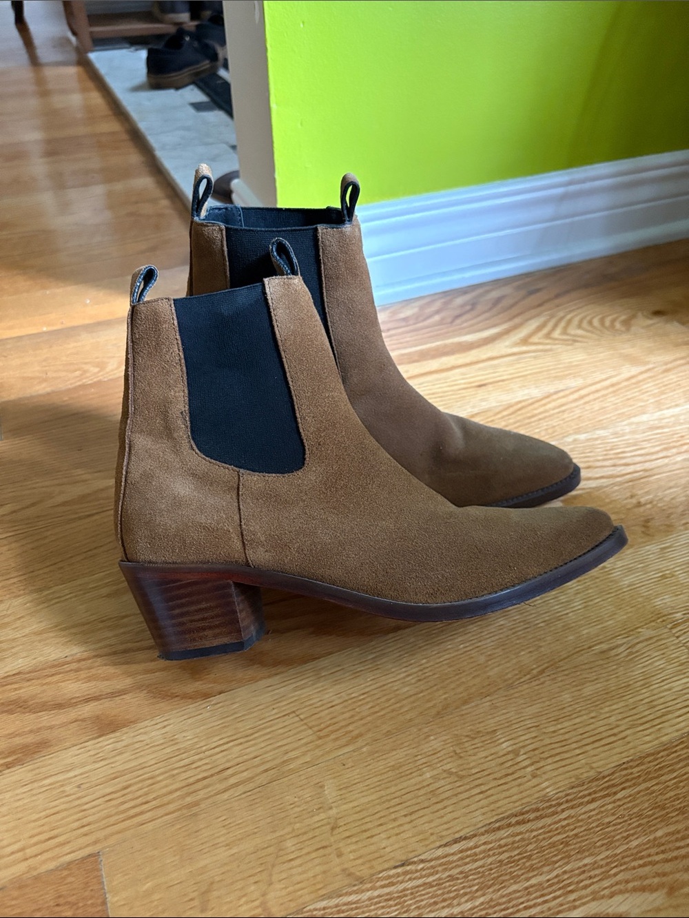 Straight to Hell - Women's Suede Chelsea Booties - Brown 7.5